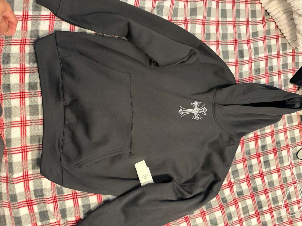 Saints Studio Rhinestone Cross Graphic Hoodie